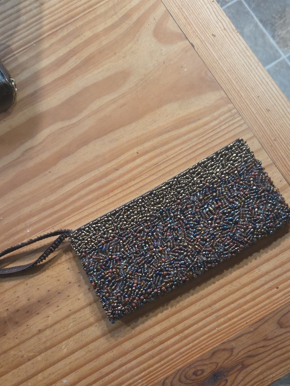 Beaded Wristlet Clutch in Multicolor and Gold